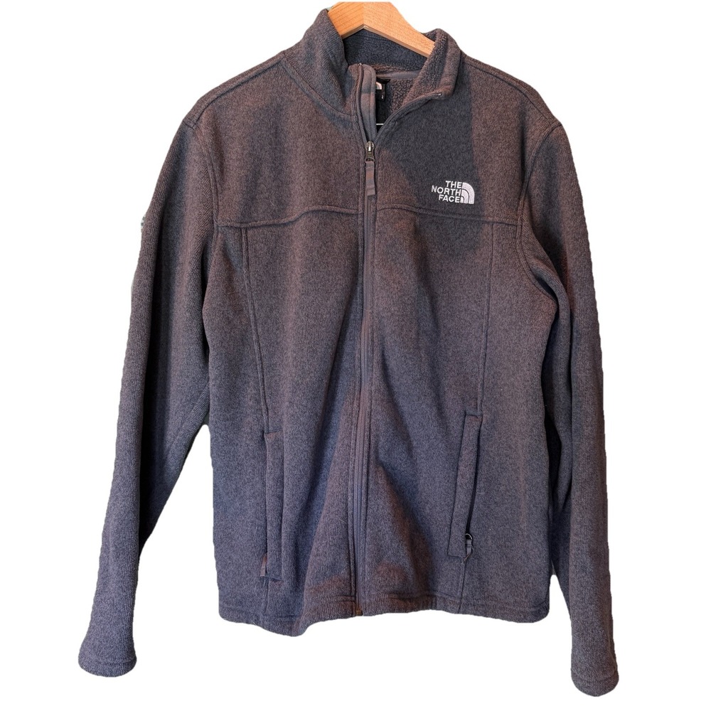North Face Mens‎ Lightweight Knit  Jacket Size L Gray Fleece Lined Polyester